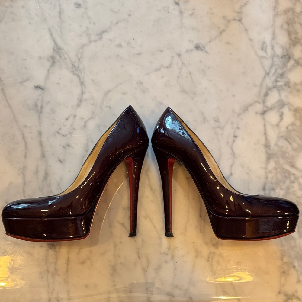 Christian Louboutin Bianca 140 Oxblood/Burgundy Patent Leather Heels